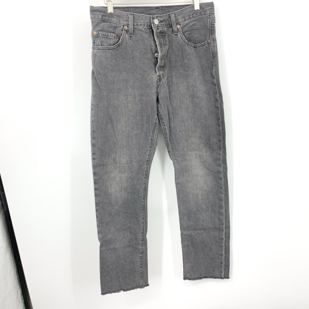 Levi's Women Size 29‎ Jeans Gray Pants 501 Original Button Fly Straight Cotton